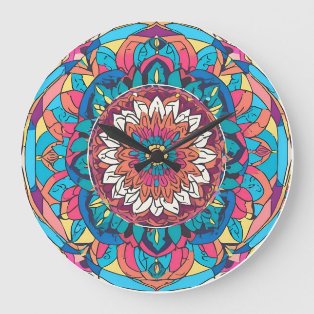 Ein merkwürdiger Mandala Große Wanduhr (Vorderseite)