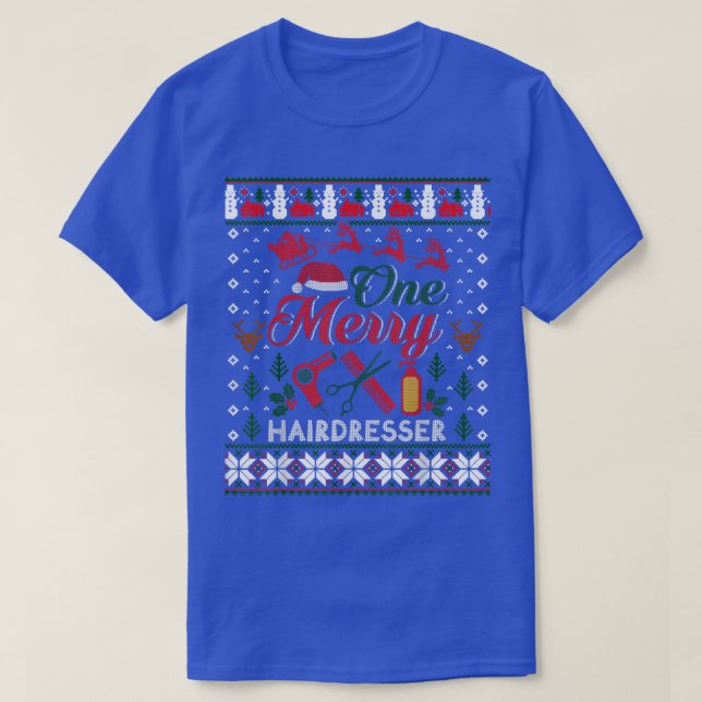 Ein Merry Friseur Friseur Stylist Ugly Weihnachten T-Shirt (Design vorne)