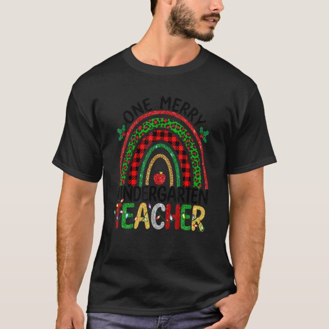 Ein Merry Kindergarten Lehrer Rainbow Buffalo Pla T-Shirt (Vorderseite)