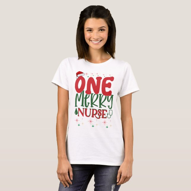 Ein Merry Nurse Weihnachtsgeschenk T-Shirt (Vorne ganz)