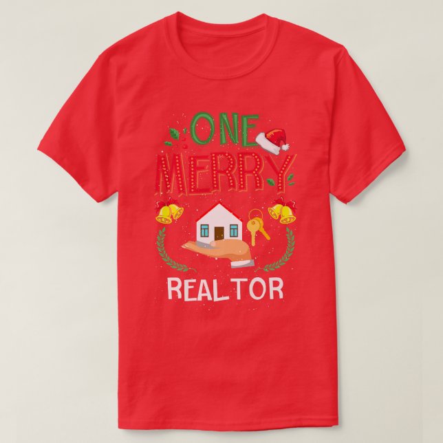 Ein Merry Realtor Real Anwesen Ugly Christmas Swee T-Shirt (Design vorne)