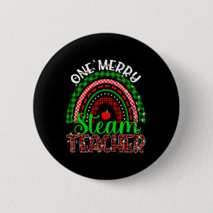 Ein Merry Steam Lehrer Weihnachts Funny Teacher Ra Button