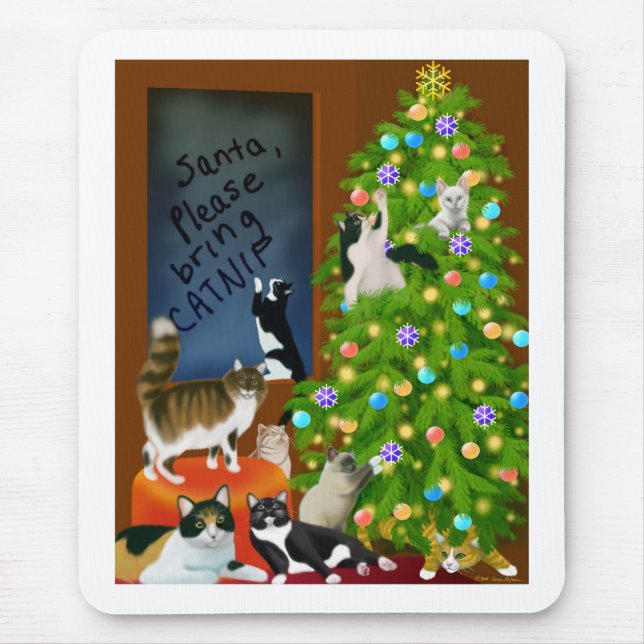 Ein Miezekatze-Katzen-Weihnachten Mousepad (Vorne)