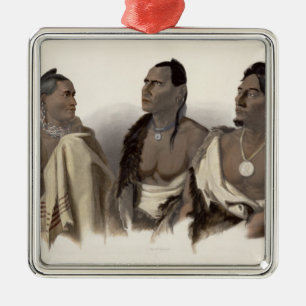 Ein Missouri-Inder, ein Oto indisch und der Leiter Silbernes Ornament
