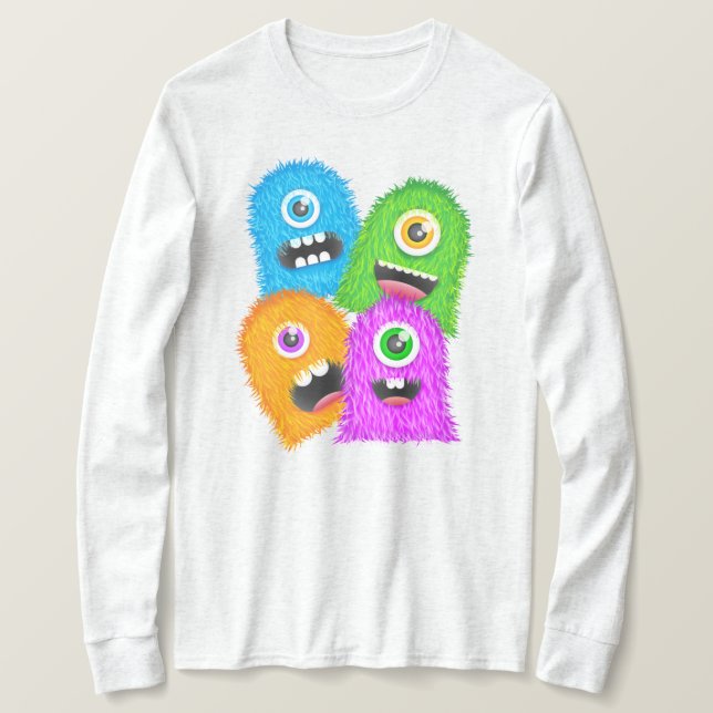 Ein Mit Augen Fuzzy Monster T-Shirt (Design vorne)