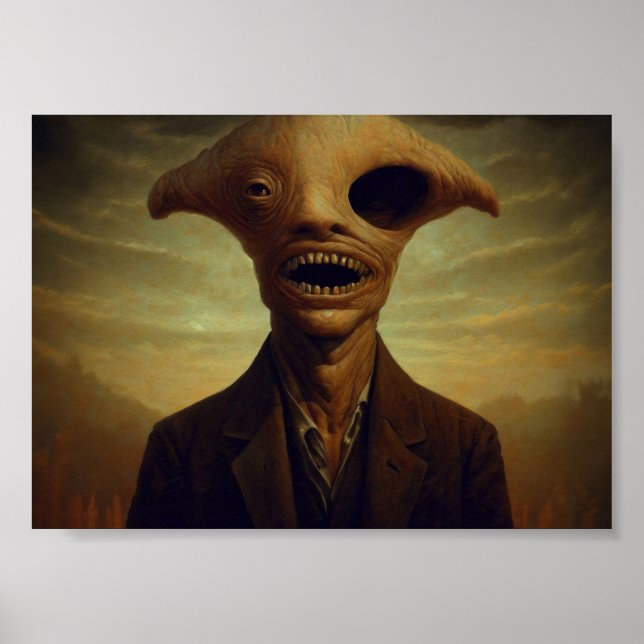 Ein Mit Augen Horror-Kreaturenportrait Poster (Vorne)
