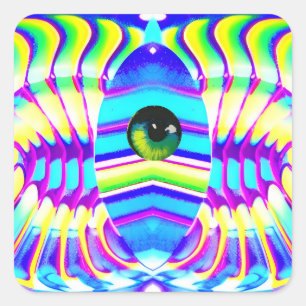 Ein Mit Augen Star Beast Ken Gage Psychedelic Art Quadratischer Aufkleber