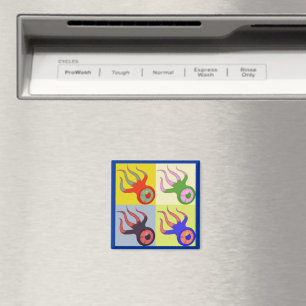 Ein Mit Augen Tintenfisch Retro Pop Art Magnet
