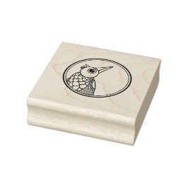 Ein Mit Augen Vogel in einer Briefmarke der Circle Gummistempel