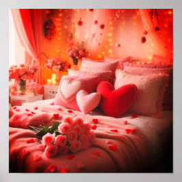 Ein mit Liebe dekoriertes Schlafzimmer zum Valenti Poster
