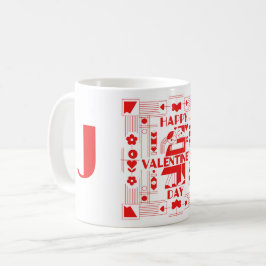 Ein modernes Bauhaus Valentinstag Kaffeetasse