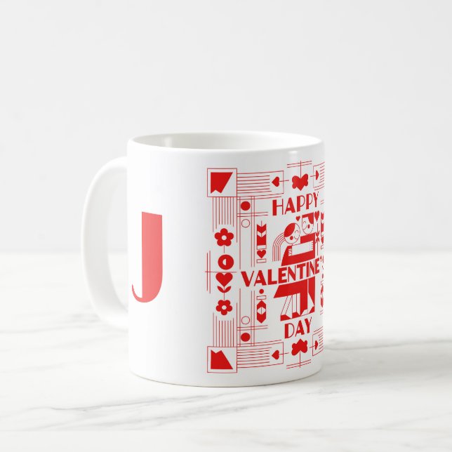 Ein modernes Bauhaus Valentinstag Kaffeetasse (Vorderseite Links)
