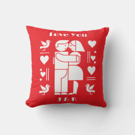 Ein modernes Bauhaus Valentinstag Kissen