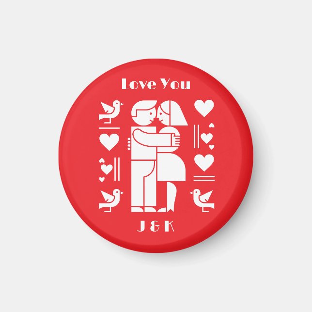 Ein modernes Bauhaus Valentinstag Magnet (Vorne)
