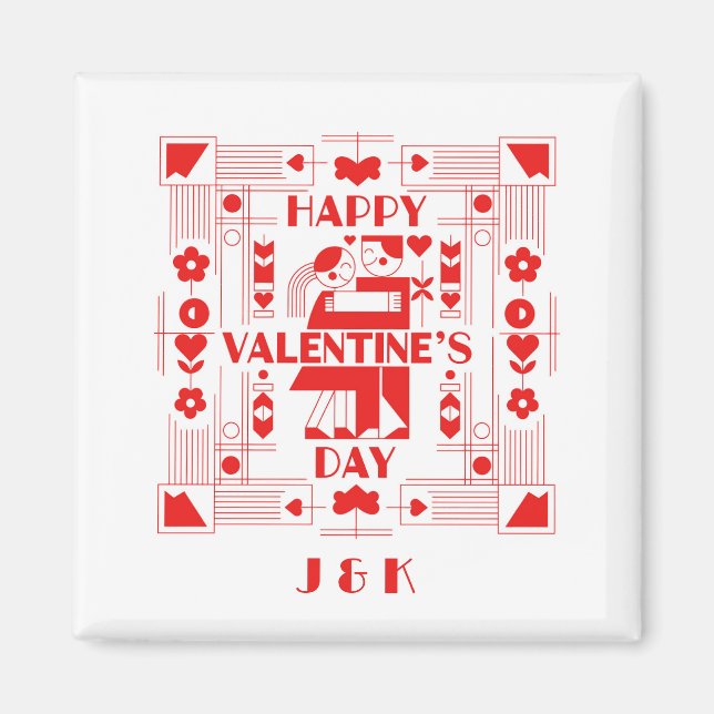 Ein modernes Bauhaus Valentinstag Magnet (Vorne)