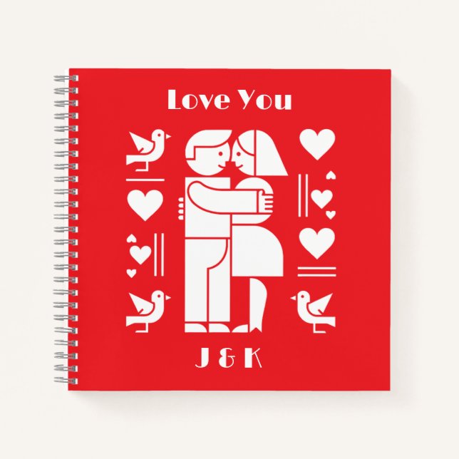 Ein modernes Bauhaus Valentinstag Notizbuch (Vorderseite)