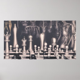 Ein modernes surrales abstraktes Schachbrett und F Poster