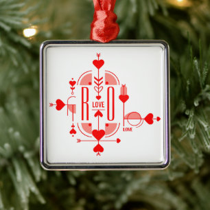 Ein modernes und romantisches Monogramm-Initial-De Ornament Aus Metall
