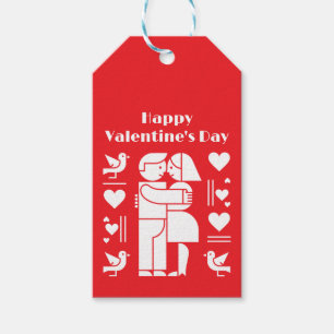 Ein modernes Valentinstag im Bauhaus-Stil Geschenkanhänger