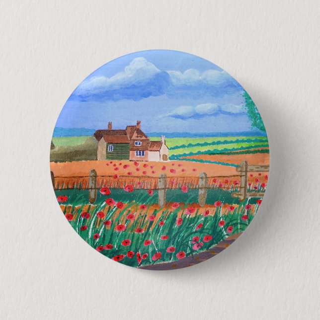 Ein Mohnfeld Button (Vorderseite)