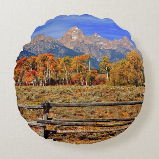 Ein Moment in Wyoming im Herbst Rundes Kissen (Vorderseite)