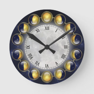 Ein Monat im Leben der Mondzeit Runde Wanduhr