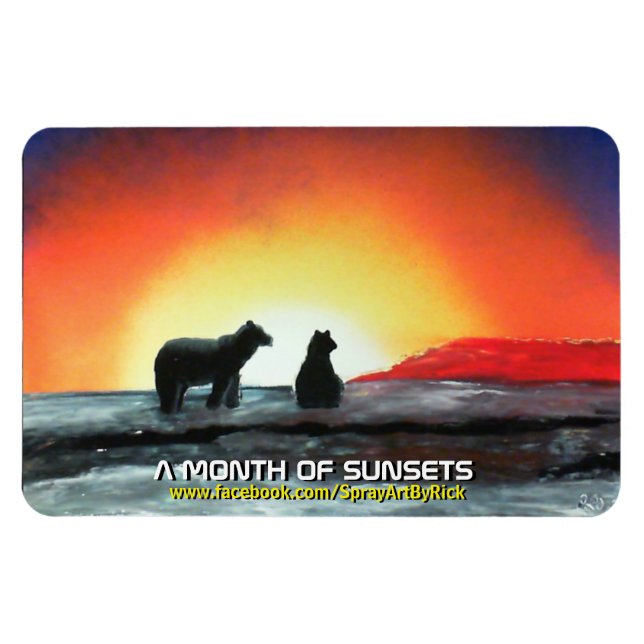 Ein Monat Sonnenuntergänge Magnet (Horizontal)