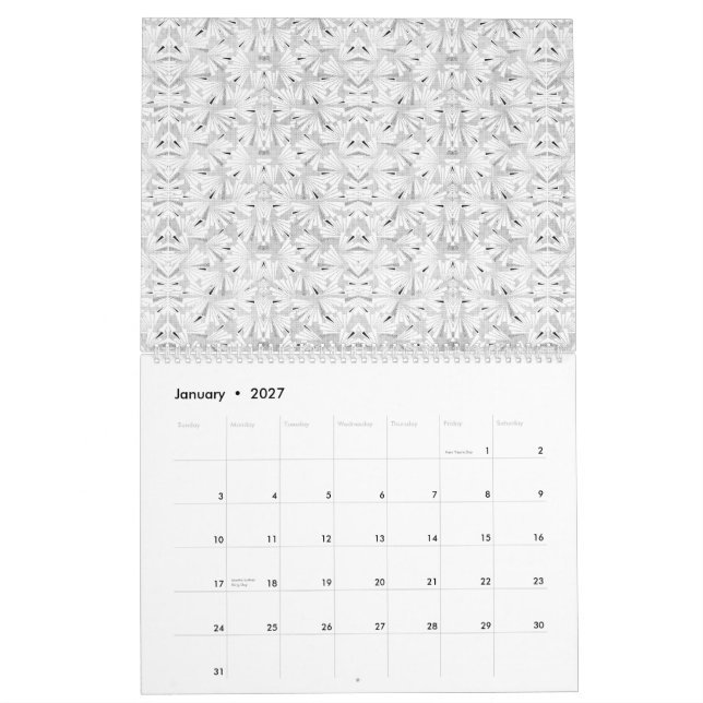Ein monochromes Muster mit zahlreichen Intersekten Kalender (Jan 2027)
