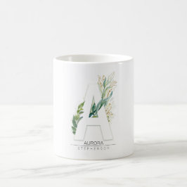 Ein Monogram Gold Greenery  eleganten Namen Kaffeetasse