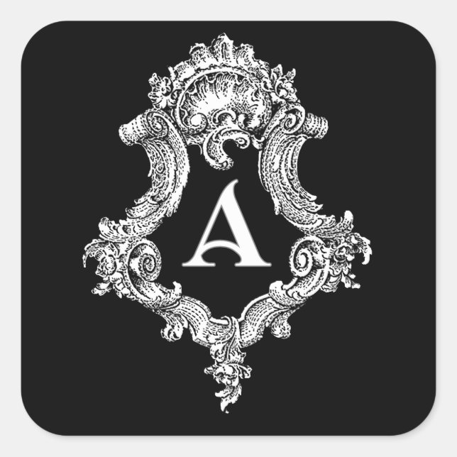 Ein Monogramm-Anfangskleber Quadratischer Aufkleber (Vorderseite)