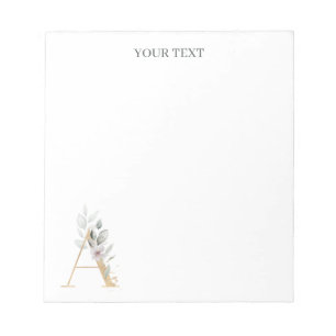 Ein Monogramm Floral Personalisiert Notizblock