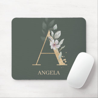 Ein Monogramm Floral V2 mit Blume Mousepad