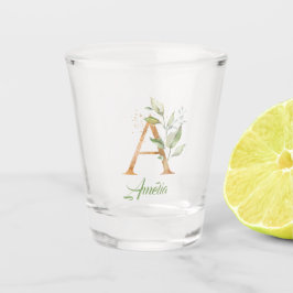 Ein monogramm-Grüner Eukalyptus-Glitzer  Schnapsglas