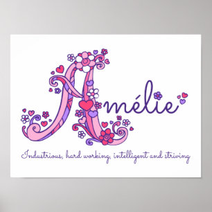 Ein Monogramm Kunst Amélie Mädchen Name Bedeutung  Poster