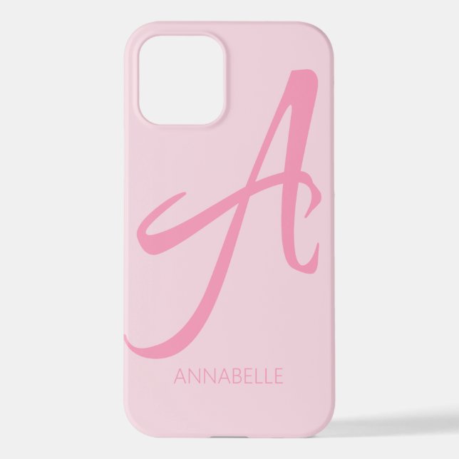 Ein Monogramm Personalisiert rosa iPhone Hülle (Rückseite)