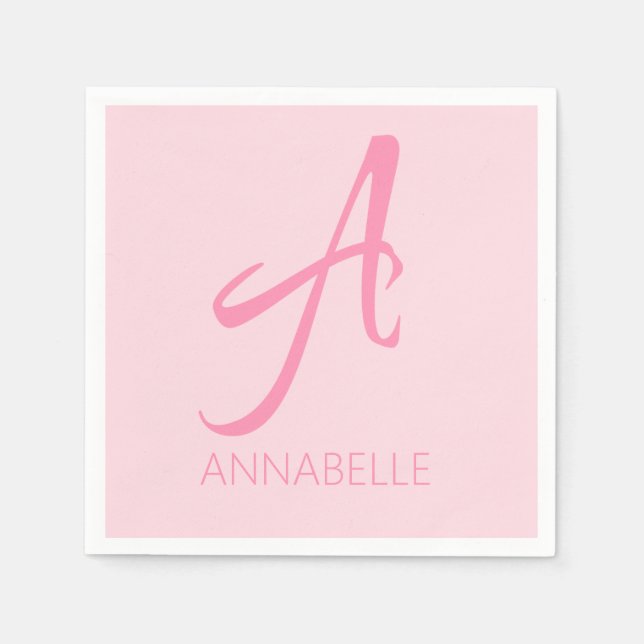 Ein Monogramm Personalisiert rosa Serviette (Vorderseite)