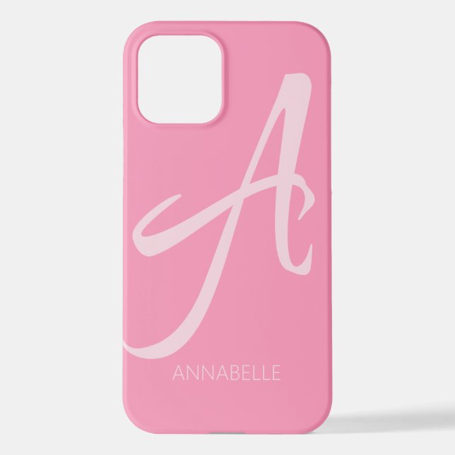 Ein Monogramm Personalisierter rosa iPhone-Fall iPhone Hülle (Rückseite)