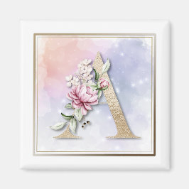 Ein Monogramm rosa Floral Magnet
