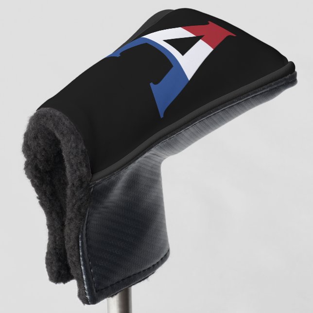 Ein Monogramm überlagert sich auf der NLD-Flagge a Golf Headcover (3/4 Vorderseite)