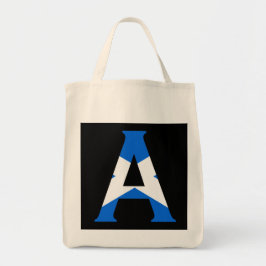 Ein Monogramm überlagerte sich auf der schottische Tragetasche