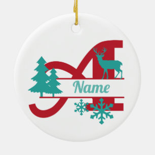 Ein Monogramm Weihnachtsbaum zum ersten Mal Keramik Ornament