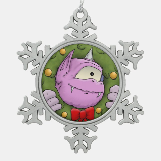 Ein Monster Weihnachts-Wunderdekor Schneeflocken Zinn-Ornament (Vorderseite)