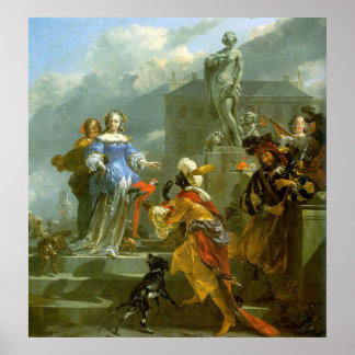 Ein Moor, der einer Lady einen Papagei vorstellt Poster