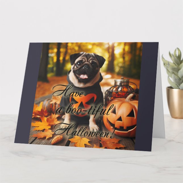 Ein Mops-Halloween Karte (Kleine Pflanze)