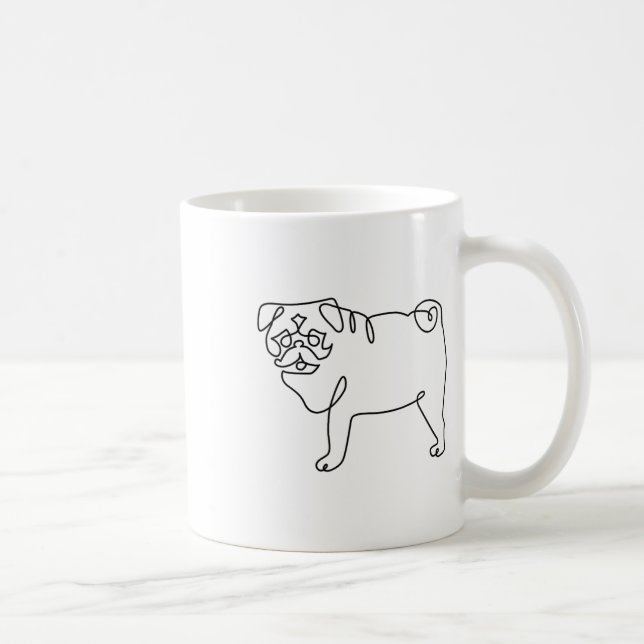 Ein Mops mit einer Linie Tattoo _1 Kaffeetasse (Rechts)