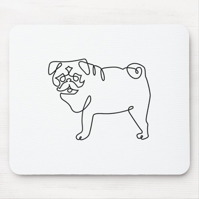 Ein Mops mit einer Linie Tattoo _1 Mousepad (Vorne)