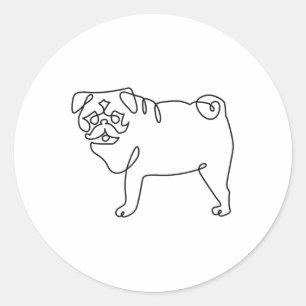 Ein Mops mit einer Linie Tattoo _1 Runder Aufkleber