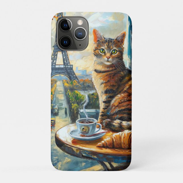 Ein Morgen in Paris | Getigelte Katze im Café Case-Mate iPhone Hülle (Rückseite)