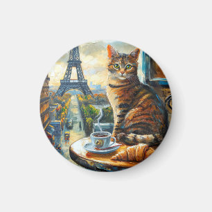 Ein Morgen in Paris Getigelte Katze im Café Magnet
