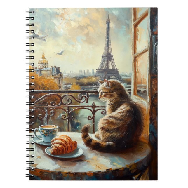 Ein Morgen in Paris | Ginger Cat im Café Notizblock (Vorderseite)